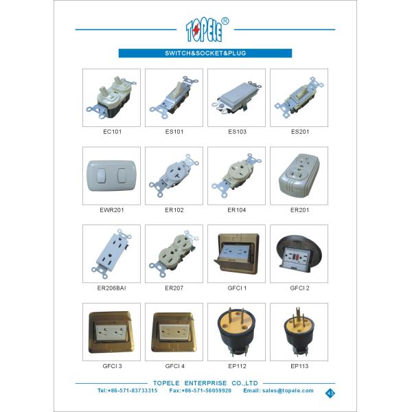 Receptores GFCI de 3 pines 125V WS U44A de América del Sur con OEM / ODM