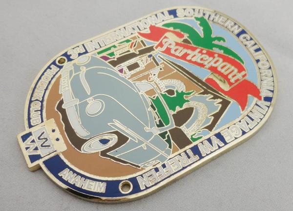 Synthetic Enamel Zinc Alloy Car Badge with Gold, Brass, Copper, Silver Plated / Laser Engraved Back