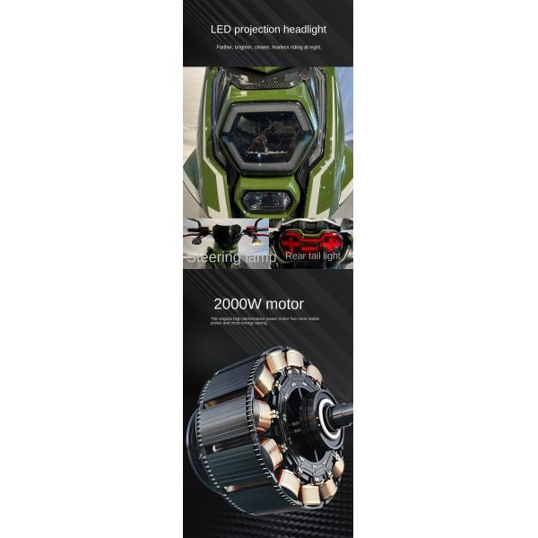 Iron Wheels Motor Vehicle Racing Scooter Moped with 72v20Ah Battery and 33A Controller