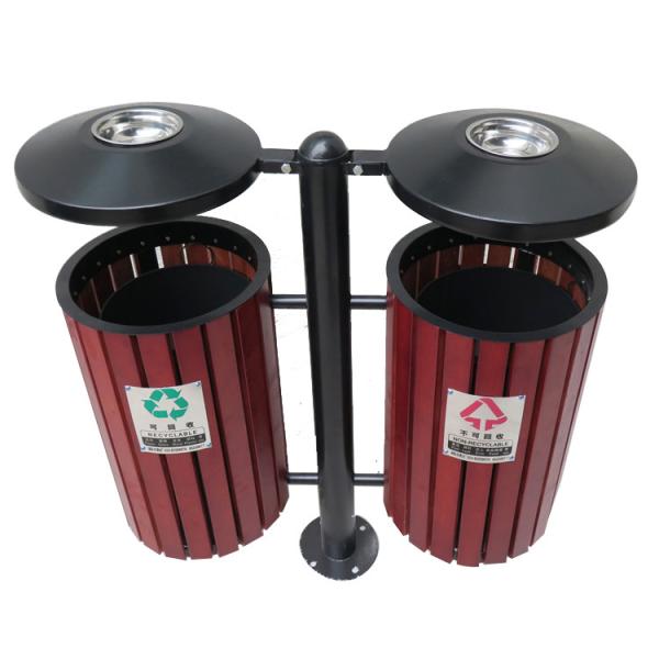 Steel Wooden 240L 120L 2 Compartment Trash Can