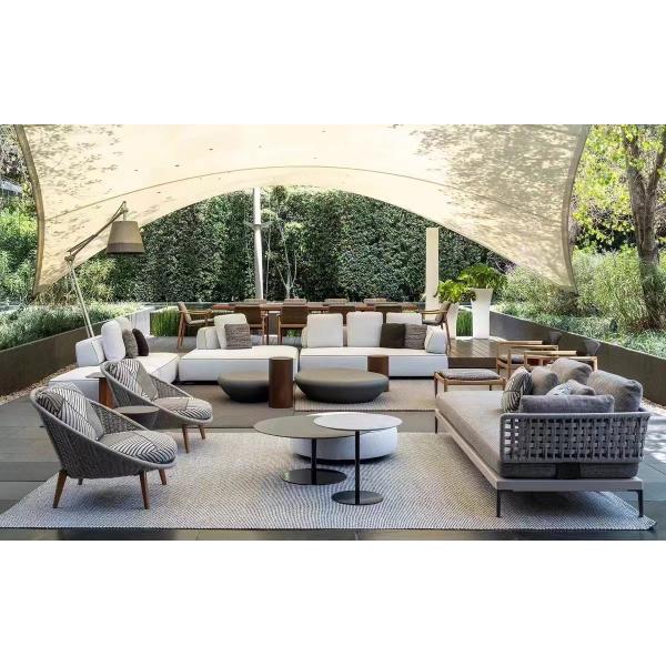 Aluminum Frame Braided Roap Rattan Outdoor Sofa And Table Set Leisure Patio Furniture