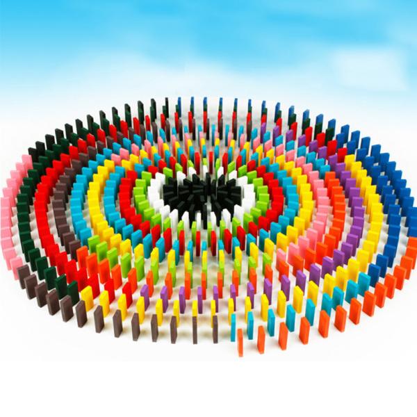 Wooden Rainbow Dominoes Building Blocks 120Pcs For Children Educational