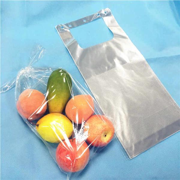 China Manufacturer Recycle Self Adhesive Micro Perforated Bag Vest Handle Bags Packaging Bag For Fruit