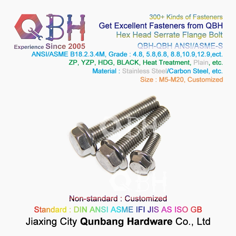 ANSI Hexagonal Flanged Bolt Stainless Steel 304 With Serration