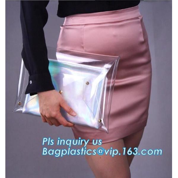 Eco-friendly Practical Waterproof Transparent Zipper Hand Bag PVC Cosmetic Clutch Bag For Gift Promotion, purse, wallet