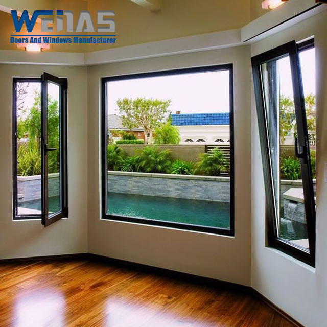 6063-T5 Aluminium Profile Wind Resistance Dual-action Casement Window Factory Direct Sales