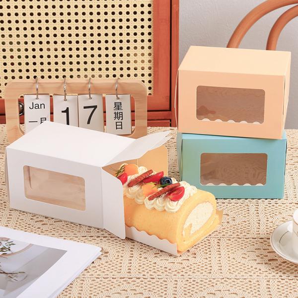 Dessert Printed Paper Boxes Swiss Roll Cake Packaging Custom Logo