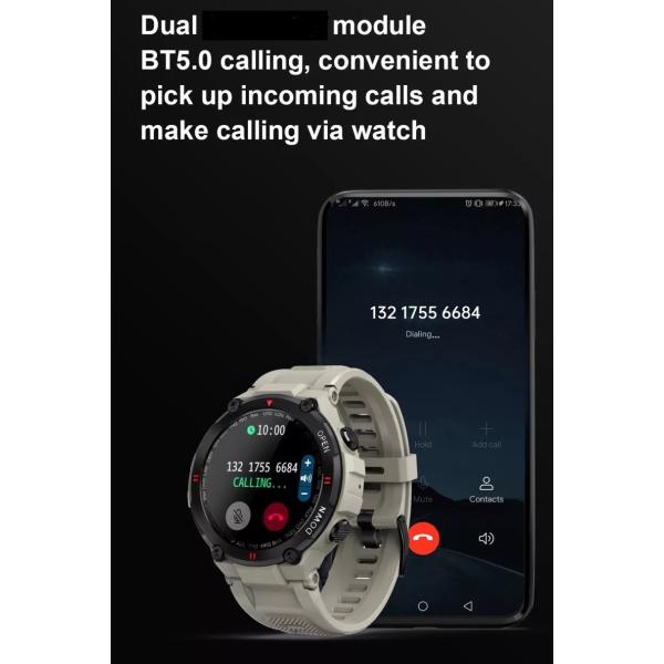 IP67 Waterproof Pressure Oxgen Tracking Sports Smartwatch With 1.28 Inch Screen