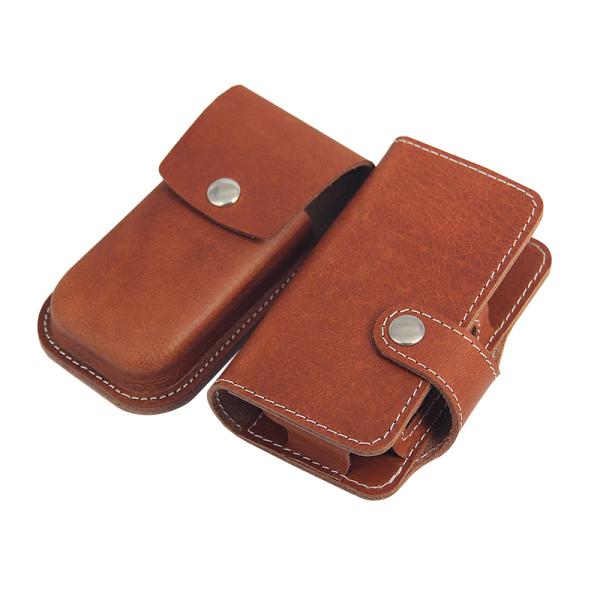 Retro Brown book type Natural Genuine leather case for Japan IQOS with card slot