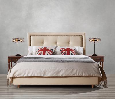 Fabric Upholster padad Headboard Queen Bed Leisure Bedroom Furniture in American design Apartment Bedroom interior fit