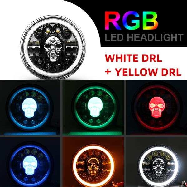 linternas de la motocicleta LED de la ronda 7Inch para Harley Royal Enfield 12000lm