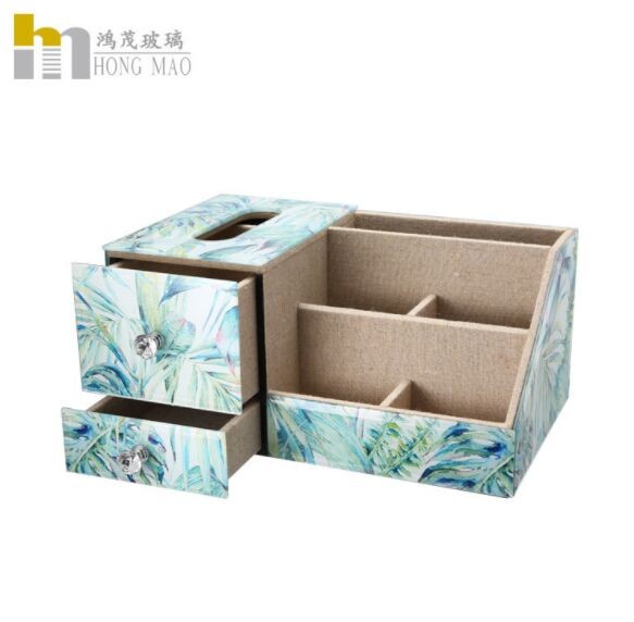 Sturdy frame mirrored glass makeup organiser With partition / drawer