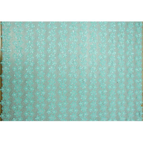 Chemical lace with Red/Pink /Orange Color + Embroidery 3 mm Sequin Lace Fabric