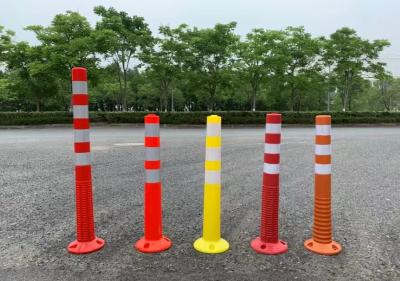 Spring Parking Sign Post Road Safety Flexible PU Screw Thread Parking Lot Sign Posts