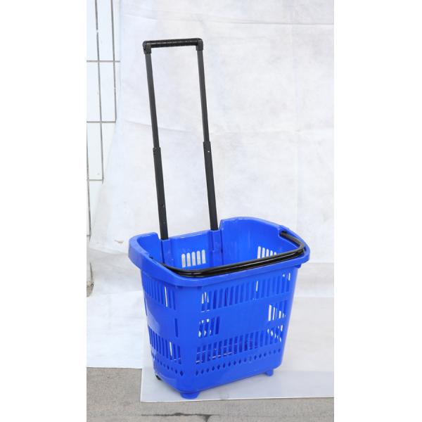60L пластиковая свертывая корзина для товаров корзины для товаров HDPP на колесах с ручкой тяги