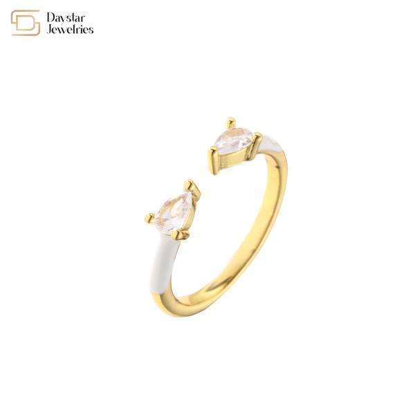 золото 18k покрыло регулируемые кубические кольца падения воды Zirconia для украшений женщин