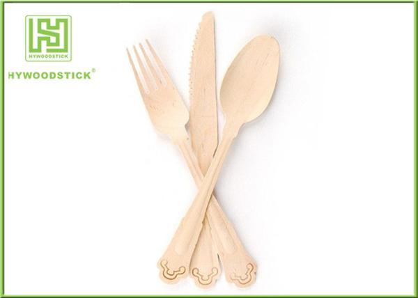 Smooth Surface Disposable Wooden Utensils , Bamboo Disposable Flatware For Wedding