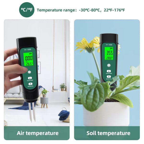 Potted Gardening Agricultural Measuring Tool Conductivity 3 In 1 Soil Ec Meter Temperature Soil Moisture Meter Tester