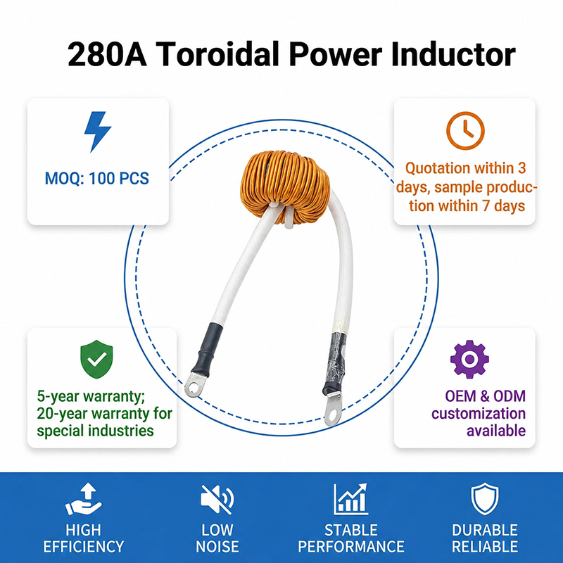 High Current 280A Toroidal Inductor PFC Choke For 30kW 60kW EV Charging Station