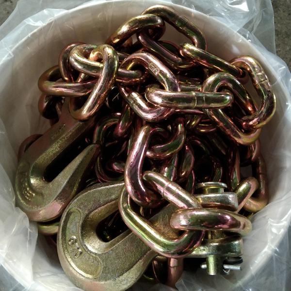 Standard 3/8x 15 Links Zinc Yellow Plated Link Chain Grade 70 Chain with Double Clevis