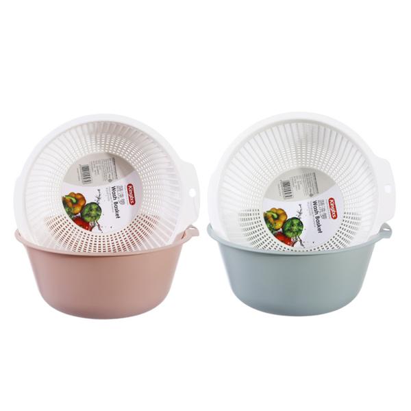 Plastic Double Layer Asphalt Basket For Kitchen Wash Vegetables Fruits