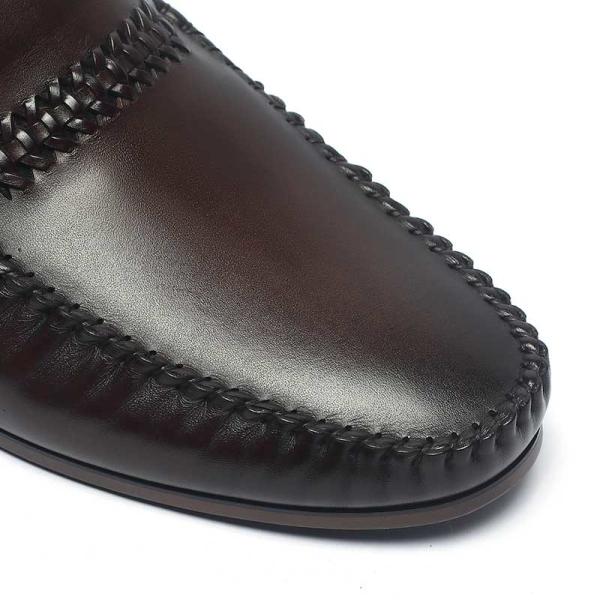 Fashionable durable anti skid Coffee Mens Leather Moccasins