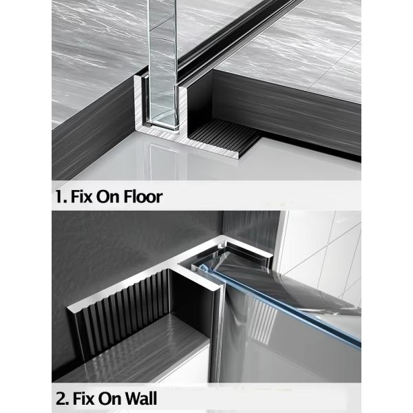 perfil de vidrio de aluminio de canal F U perfil de soporte de vidrio de extrusión para ducha
