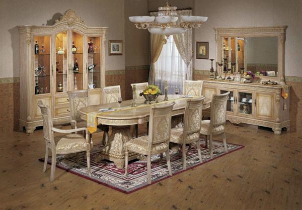 Luxurious Italian Palace Wooden Carving Dining Table Set Antique Dining Room Furniture
