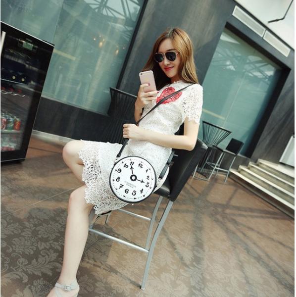 2016 spring and summer new retro minimalist creative personality cute alarm clock Handbags