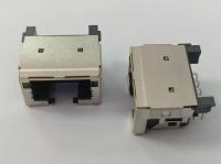 Conector fêmea RJ45 de ângulo reto, perfil baixo blindado RJ45