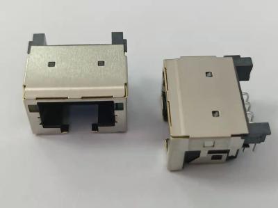 Right Angle RJ45 Female Connector , Shielded Low Profile RJ45