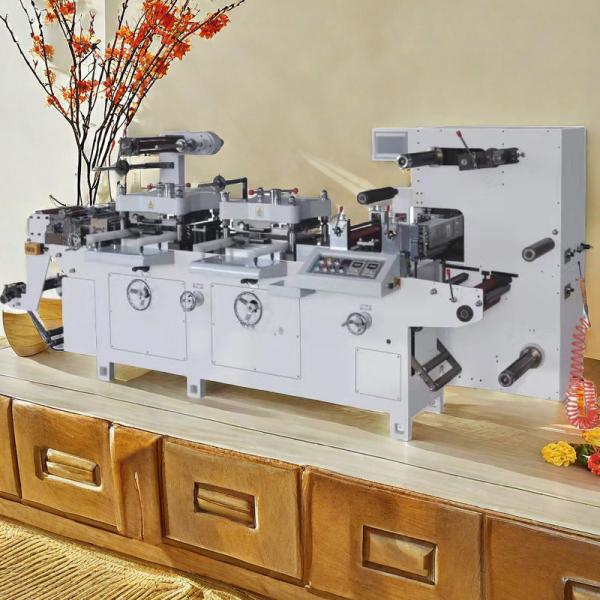 300 TIMES/MIN DOUBLE HEAD TWO STATION LABEL HOT FOIL STAMPING FLAT BED DIE CUTTING MACHINERY EMBOSSING GOLDEN SIVER