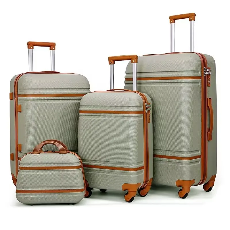 High Quality PC Luggage 4pcs Sets Vintage Travel Suitcase Classical Carry on  Light Weight Suitcase Luggage Waterproof Baggage TSA Lock Hard Side Luggage