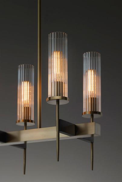 ALOUETTE Contemporary Brass Copper Adjustable Height E12 Base ChanDELIER