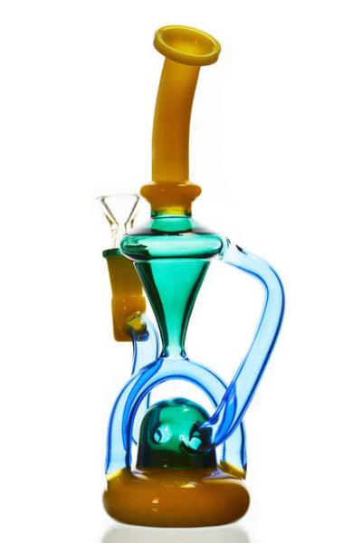 MultiColor Glass Recycler Bong 5mm Dab Rig Glass Water Pipe Glass Bubbler