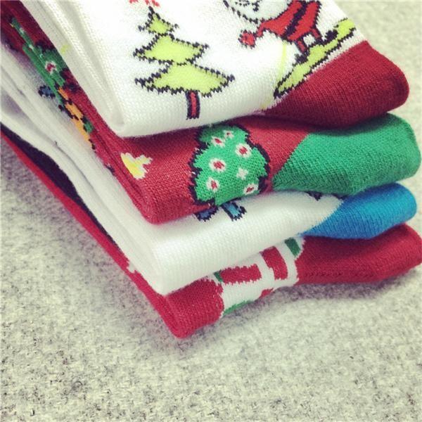 Cozy colorful cute christmas patterned design AZO-free cotton dress socks for women