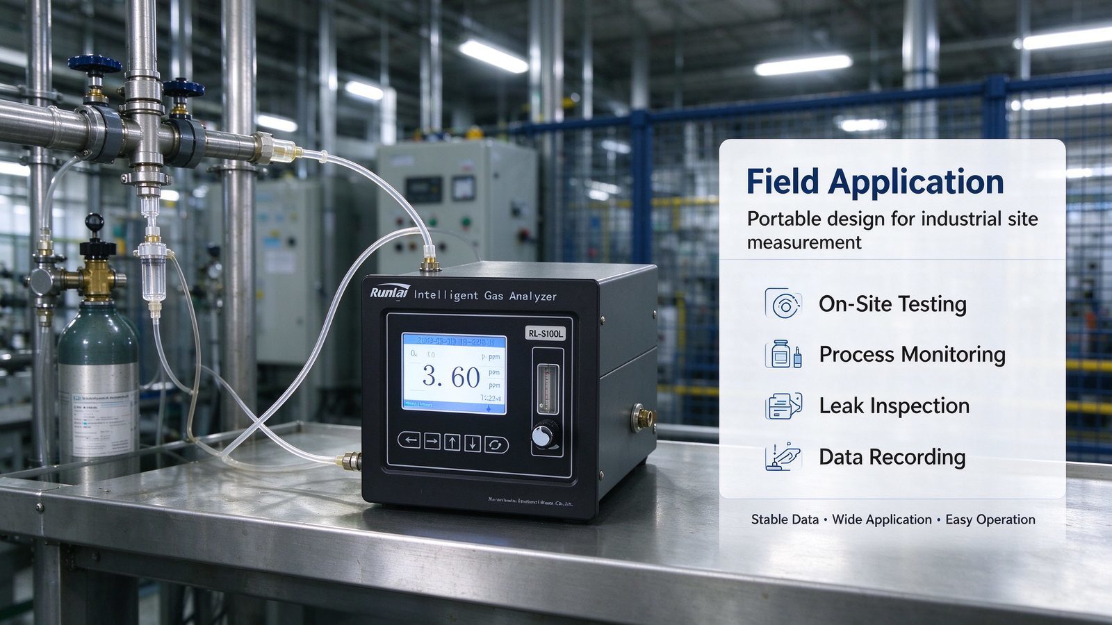 Portable Trace Oxygen O2 Gas Analyzer Customizable Detector For Industrial Gas Analysis
