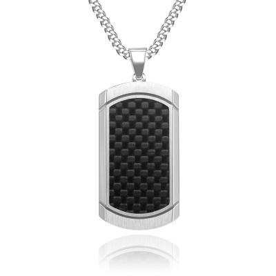 Collier de collier en acier inoxydable pour hommes Collier de croix chrétienne avec fibre de carbone Collier de croix en chaîne