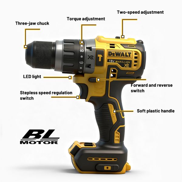 2200RPM 20V Brushless Drill DEWALT DCD796 ODM Cordless Electric Drill Driver