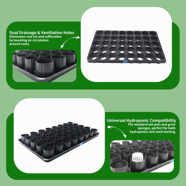 Customized 40 Cell PP Hydroponic Seedling Tray with Thickened Perforated Hydroponic Planting