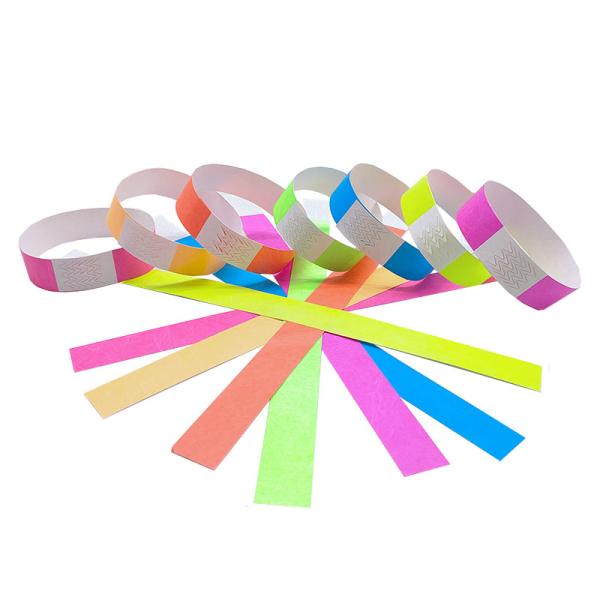 Make a Statement at Festivals with Our Neon Paper Tyvek Wristband in Various Colors