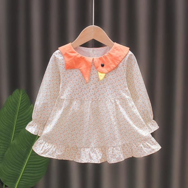 Little Girl Long Sleeve Cotton Floral Dresses Spring Children'S Clothing