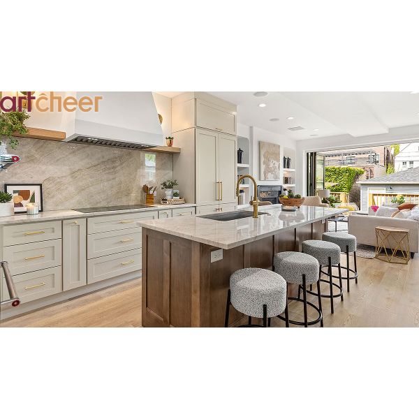 Solid Wood Kitchen Cabinets with Customizable Color and 3 Years Warranty for Modern Homes