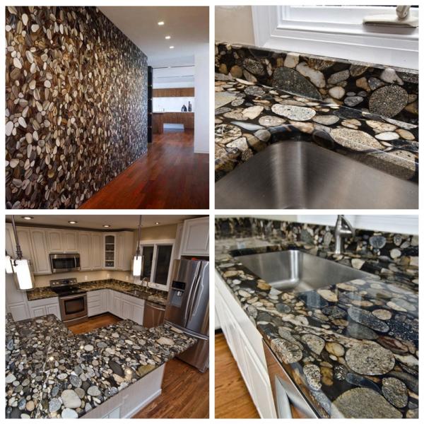 Black Marinace Stone Slab Countertops Granite Contemporary Kitchen Flooring Wall