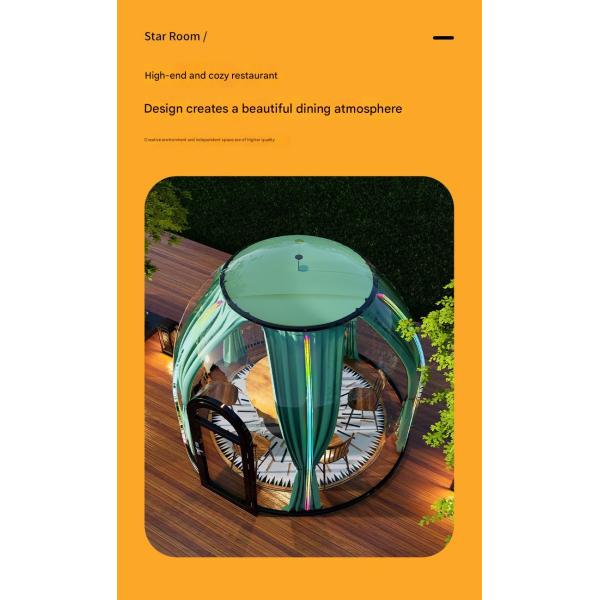 Transparent PC Dome Spherical Dining Room in Steel Structure Bubble House for Star Gazin