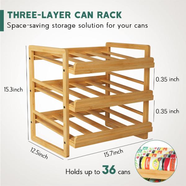 Alimentos 3 Nível Empilhável Bamboo Pode Portador Organizador de Armazenamento com rótulo sustentável