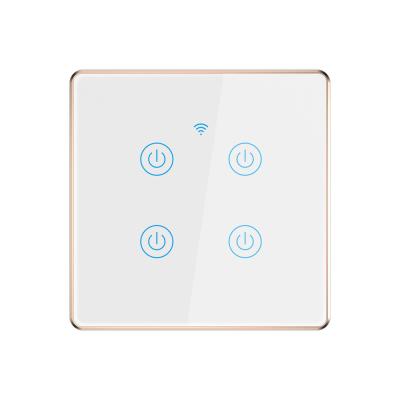 4 do grupo de alumínio padrão BRITÂNICO do interruptor 4 do temporizador de Smart do quadro do toque da UE do grupo interruptor esperto Tuya WiFi