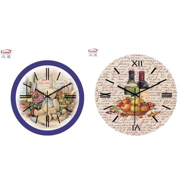 Home Wall Decoration Glass Wall Clock with Scenic Landscape Design and Oil Painting