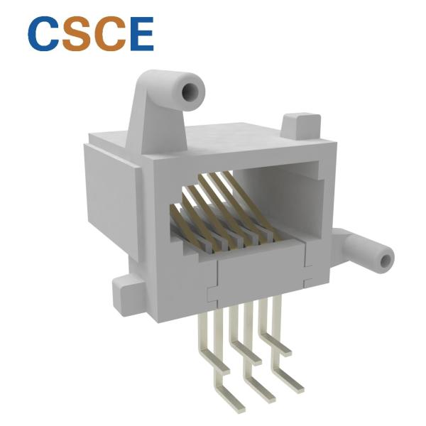 6P6C  RJ11 PCB Mount Connector Vertical 180 Degrees 1000V AC 50Hz 60Hz 1MIN