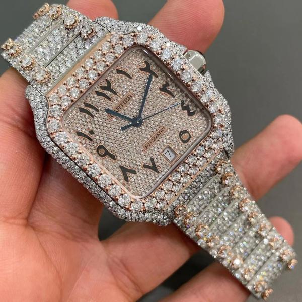 Busto de VVS1 Moissanite abaixo do carvalho real Diamond Watch luxuoso do relógio 31 quilates